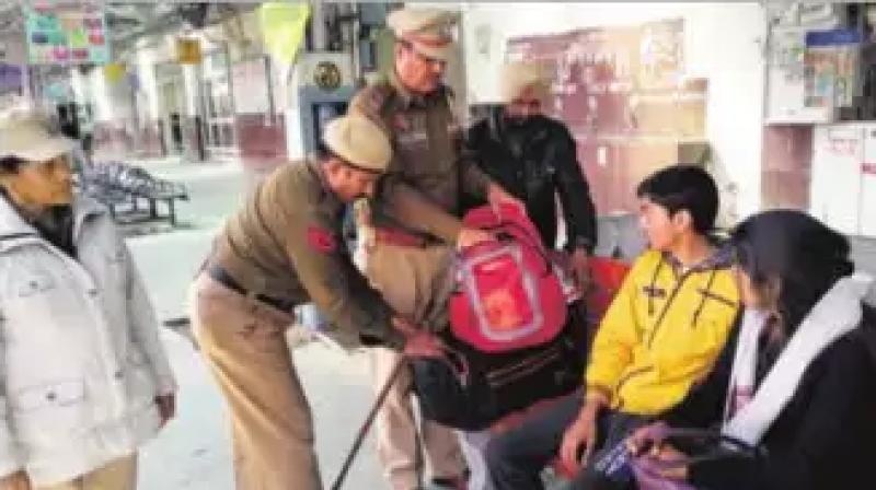 GRP Security Staff Checking on Railway Station