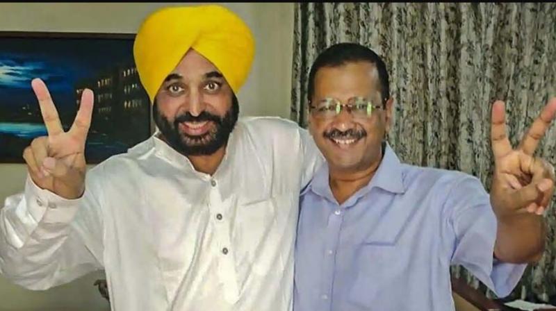 Bhagwant Mann and Arvind Kejriwal Bhagwant Mann and Arvind Kejriwal