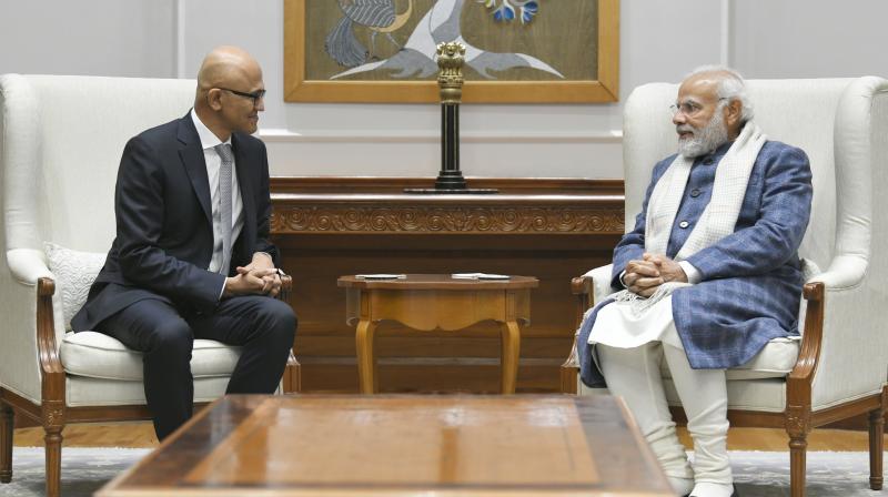 Microsoft CEO Satya Nadella met Prime Minister Narendra Modi Microsoft CEO Satya Nadella met Prime Minister Narendra Modi