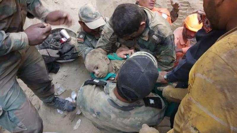 Rescue operation for 18 month old boy fell into borewell Rescue operation for 18 month old boy fell into borewell