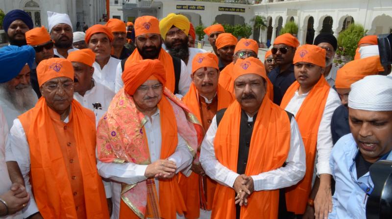 J.P. Nadda bowed down at Gurudwara Patna Sahib wearing a turban J.P. Nadda bowed down at Gurudwara Patna Sahib wearing a turban