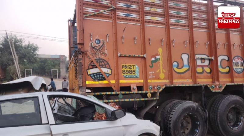 Car collides with truck parked on roadside in Ludhiana