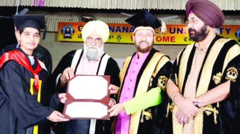  Union Minister Prakash Javadekar distributing Degrees to  Students.