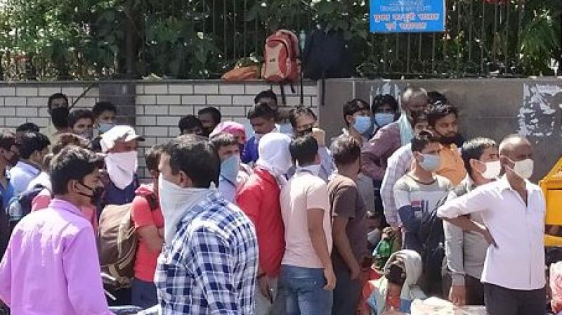 No social distancing while screening of migrant labourers in delhi No social distancing while screening of migrant labourers in delhi