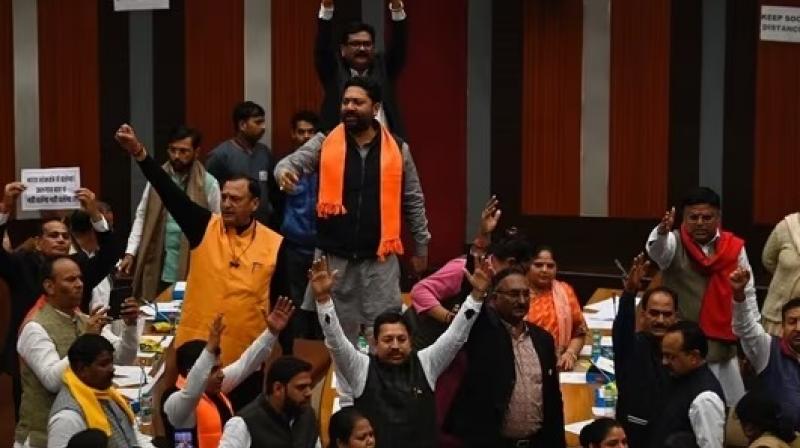 House descends into chaos during the previous attempt to elect Delhi mayor and deputy mayor. (File photo) House descends into chaos during the previous attempt to elect Delhi mayor and deputy mayor. (File photo)