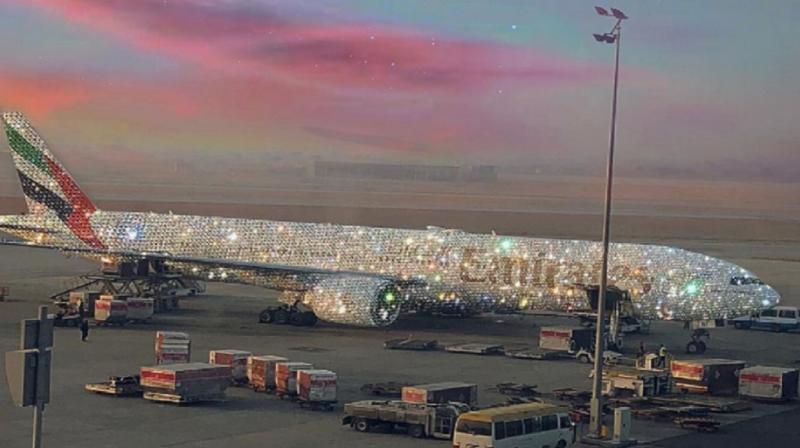 Shiny Diamond-Studded Emirates Plane