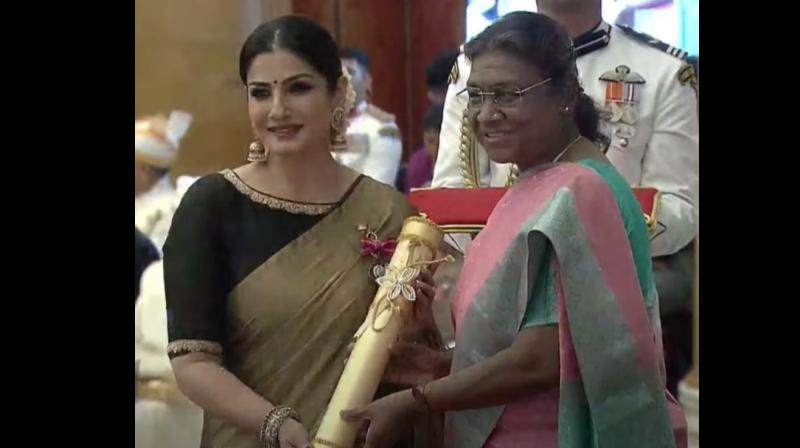 Raveena Tandon received the Padma Shri award Raveena Tandon received the Padma Shri award
