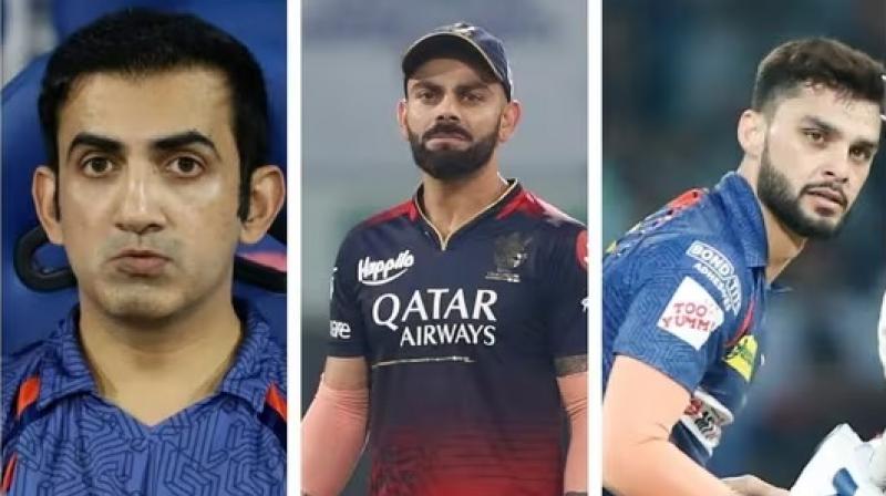 Gautam Gambhir, Virat Kohli and Naveen-ul-Haq Gautam Gambhir, Virat Kohli and Naveen-ul-Haq