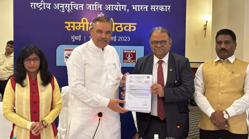 National SC Commission Chairman Vijay Sampla review meeting with ONGC National SC Commission Chairman Vijay Sampla review meeting with ONGC