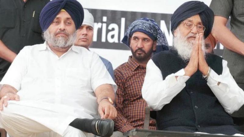 Sukhbir Singh Badal with his Father 