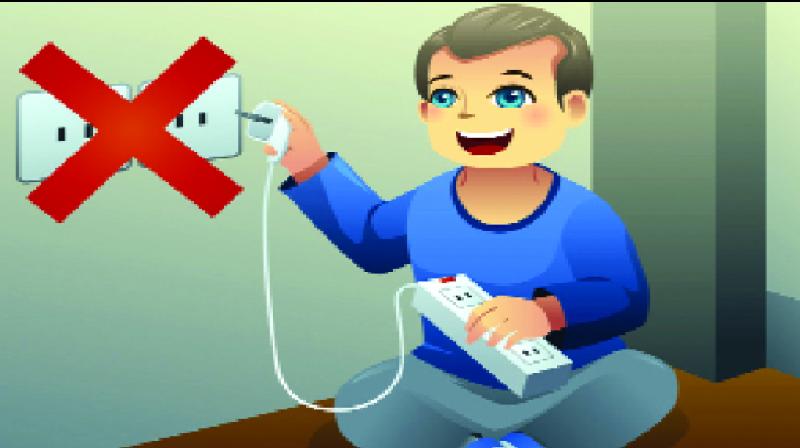 The Boy using electric Switch The Boy using electric Switch