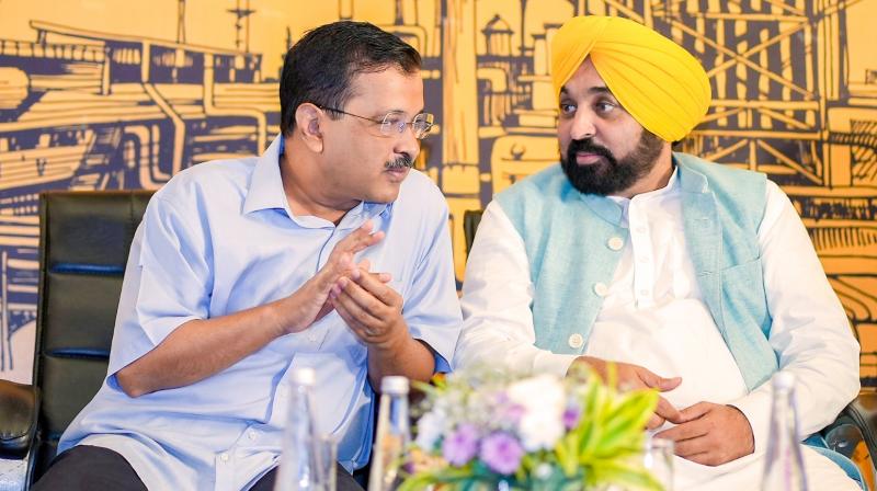 Arvind Kejriwal and Bhagwant Mann Arvind Kejriwal and Bhagwant Mann