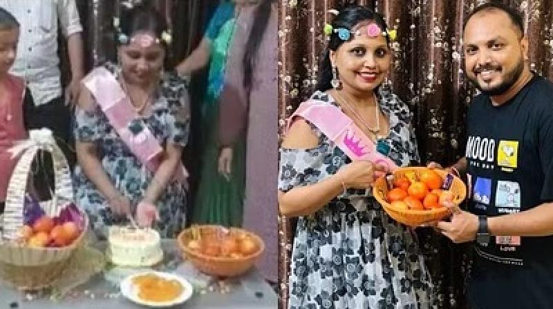A woman received tomatoes as a birthday present A woman received tomatoes as a birthday present