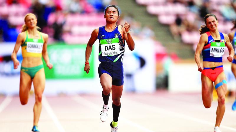 Hima Das of India, winner of the Tournament