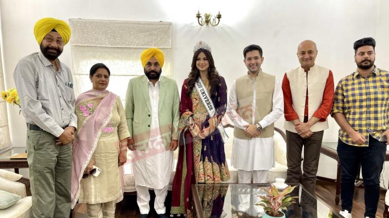 Miss Universe Harnaaz Kaur Sandhu Meets CM Bhagwant Mann