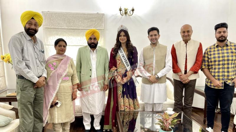 Miss Universe Harnaaz Kaur Sandhu Meets CM Bhagwant Mann Miss Universe Harnaaz Kaur Sandhu Meets CM Bhagwant Mann