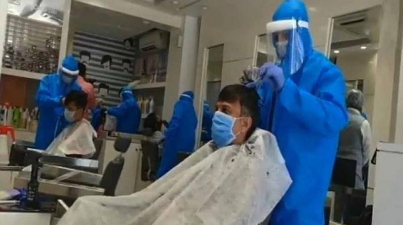 Lockdown 4 barber shops and salons reopen in karnataka Lockdown 4 barber shops and salons reopen in karnataka
