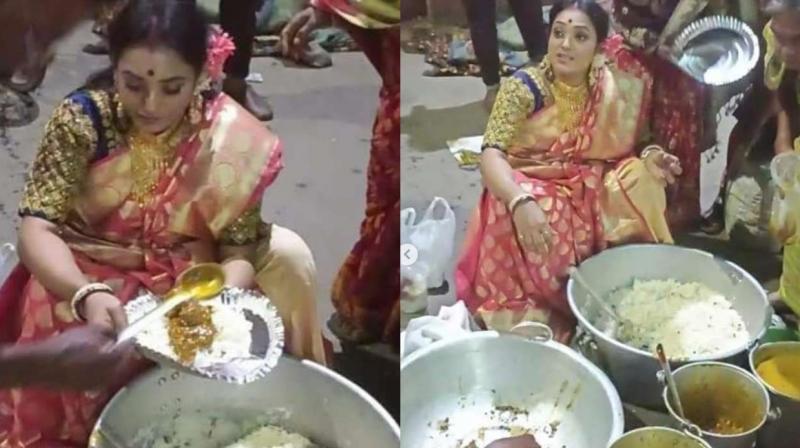 Woman Distributes Leftover Food From Brother's Wedding To The Needy Woman Distributes Leftover Food From Brother's Wedding To The Needy