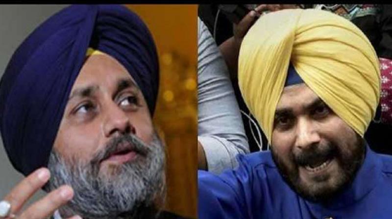 Navjot Singh Sidhu and Sukhbir Singh Badal