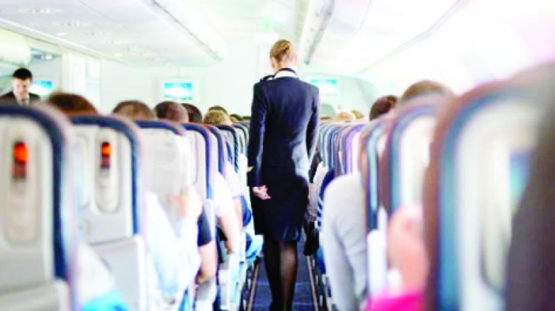 Voice taken by women employees against sexual harassment in plane