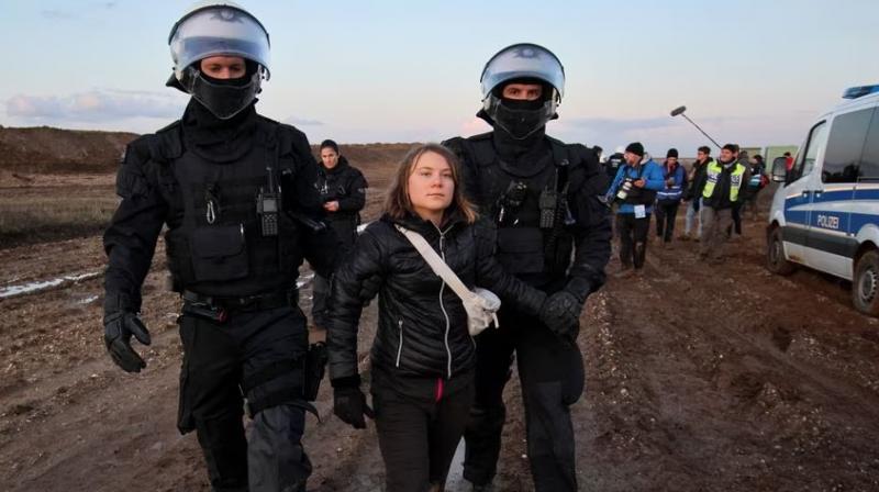 Greta Thunberg detained while protesting in Germany Greta Thunberg detained while protesting in Germany