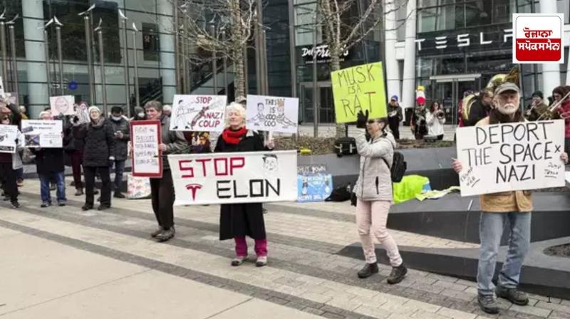 US: Protests outside Tesla showrooms across the country against Elon Musk US: Protests outside Tesla showrooms across the country against Elon Musk