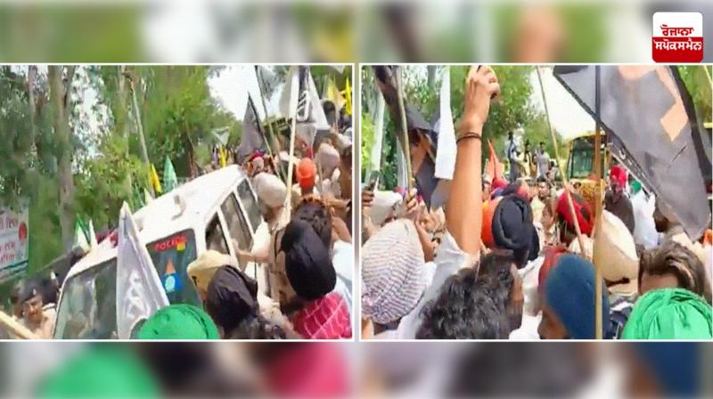 Protest against Sukhbir Badal at Sahnewal Protest against Sukhbir Badal at Sahnewal