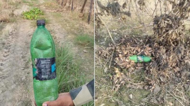 BSF troops recovered one bottle filled with suspected heroin BSF troops recovered one bottle filled with suspected heroin