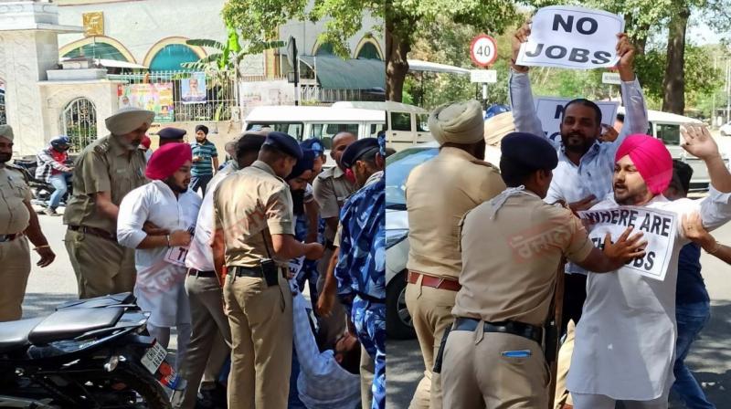 Youth Congress protest against Amit Shah at Chandigarh Youth Congress protest against Amit Shah at Chandigarh