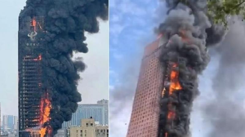 Major fire engulfs skyscraper in China's Changsha city