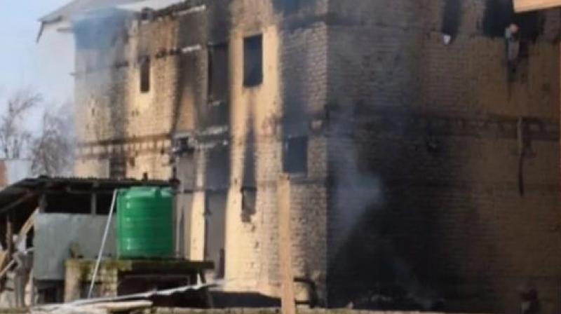 Fire in the house by the security forces Fire in the house by the security forces