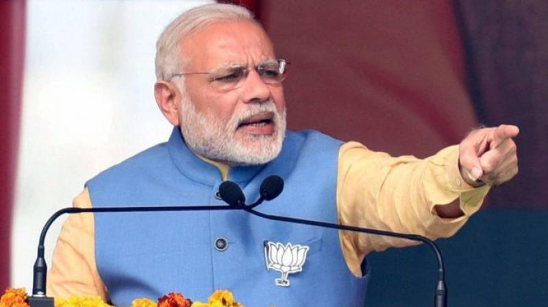 Modi says congress labelled peace loving hindus as terrorists