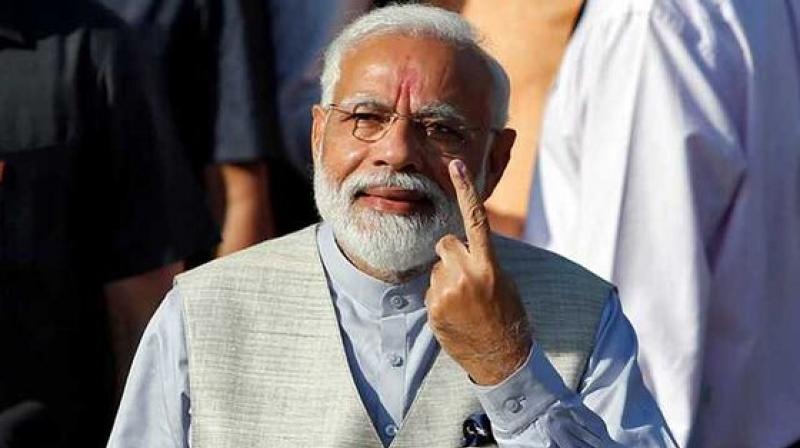 PM Narendra modi cast vote PM Narendra modi cast vote