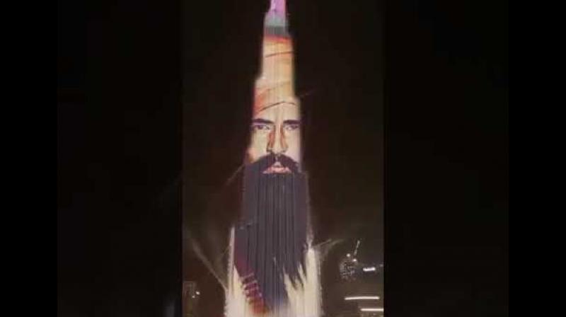 Sant Jarnail Singh Bhindrawale Picture on Burj khalifa