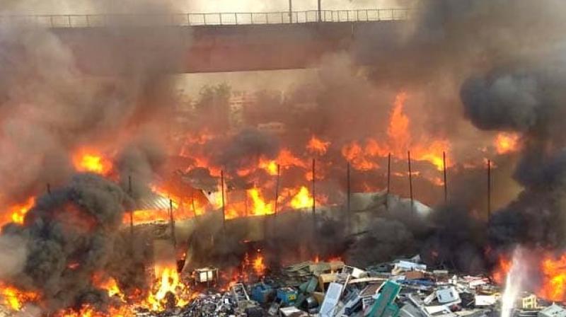 Fire breaks out in a furniture market