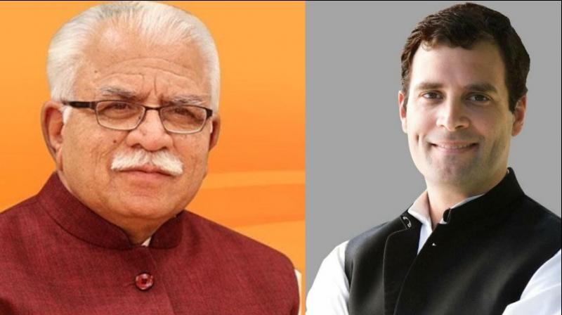 Manohar Lal Khattar and rahul Gandhi Manohar Lal Khattar and rahul Gandhi