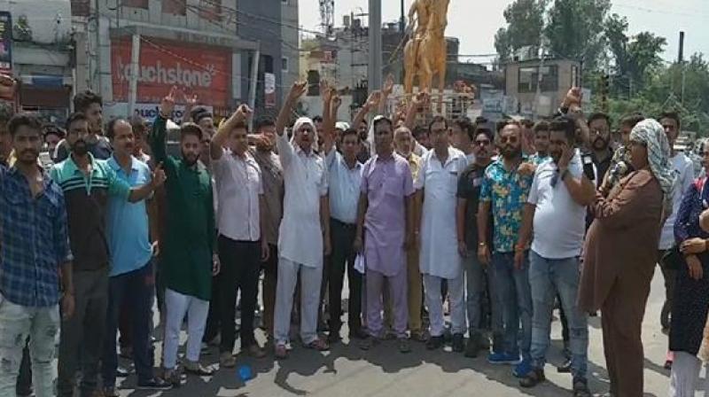 Protest by Ravidas community in Hoshiarpur Protest by Ravidas community in Hoshiarpur