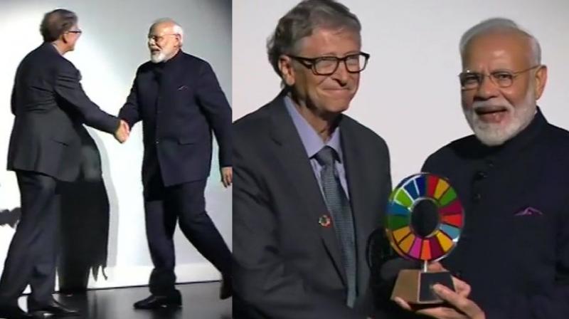 PM Narendra Modi receives Global Goalkeeper Award for Swachh Bharat Mission PM Narendra Modi receives Global Goalkeeper Award for Swachh Bharat Mission