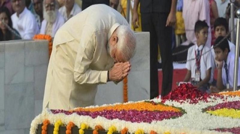 PM Modi floral tribute to mahatma gandhi at Rajghat PM Modi floral tribute to mahatma gandhi at Rajghat