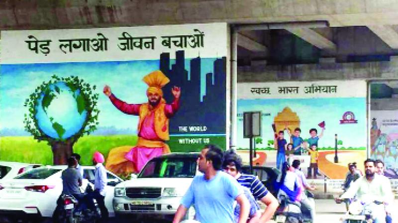 On Main Highway Written In Hindi and English On Main Highway Written In Hindi and English