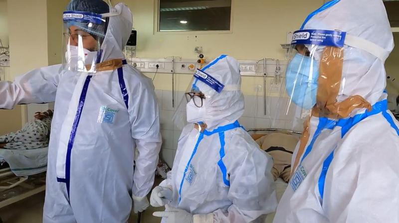 Wearing PPE kits officers inspect Covid ward at Rajindra hospital Patiala
