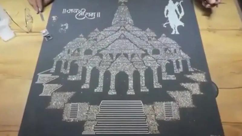 Ram Mandir Inauguration: Surat Artist Makes Ram Temple Artwork Using 9,999 Diamonds