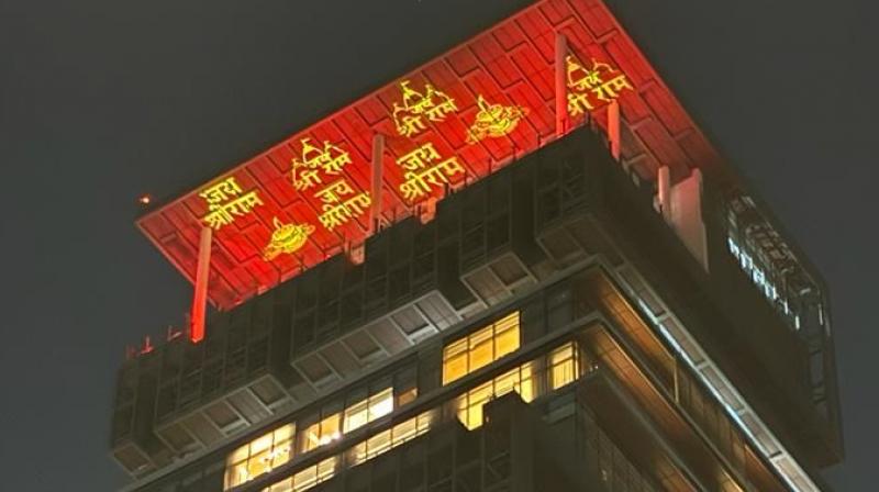 Mukesh Ambani's house 'Antilia' is all decked up before Ram Mandir Inauguration (Viral Image) Mukesh Ambani's house 'Antilia' is all decked up before Ram Mandir Inauguration (Viral Image)
