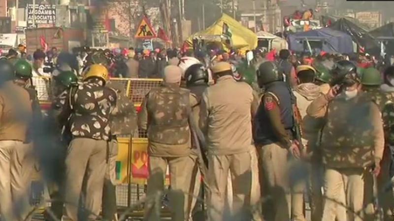 Farmers from Punjab stopped from entering Delhi at Singhu border Farmers from Punjab stopped from entering Delhi at Singhu border