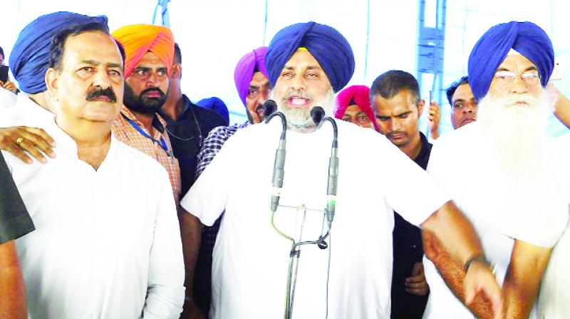 Sukhbir Singh Badal addressing the workers meeting Sukhbir Singh Badal addressing the workers meeting
