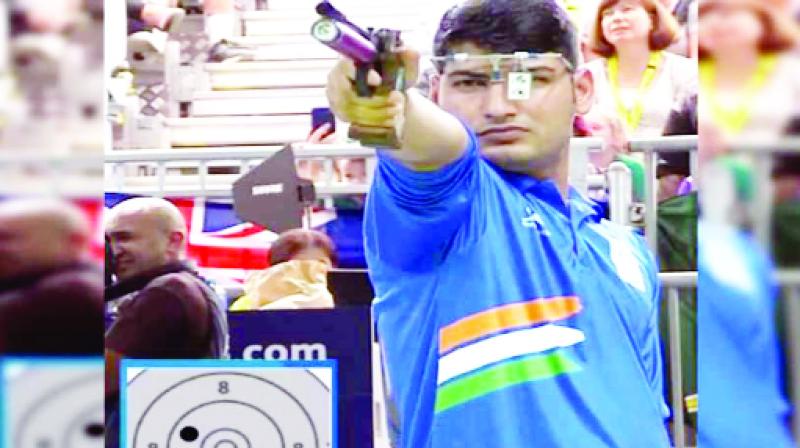Om Prakash Mitharwal won the gold medal in 50m pistol event at ISSF World Championships Om Prakash Mitharwal won the gold medal in 50m pistol event at ISSF World Championships