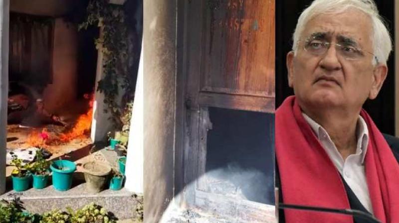 Congress's Salman Khurshid's Home Set On Fire Congress's Salman Khurshid's Home Set On Fire