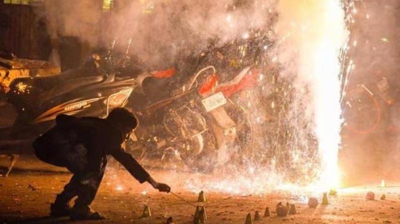 Crackers went off all night in Delhi Crackers went off all night in Delhi
