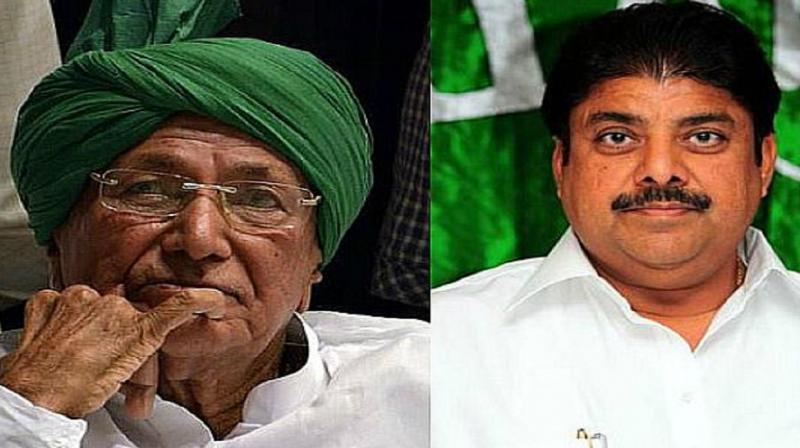 Om Prakash Chautala and Ajay Chautala Om Prakash Chautala and Ajay Chautala