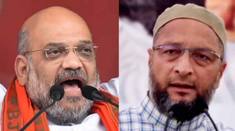 Amit shah and asaduddin owaisi face off in parliament